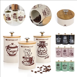 3-Piece 25 Oz Airtight Canister Set for Coffee & Tea & Sugar